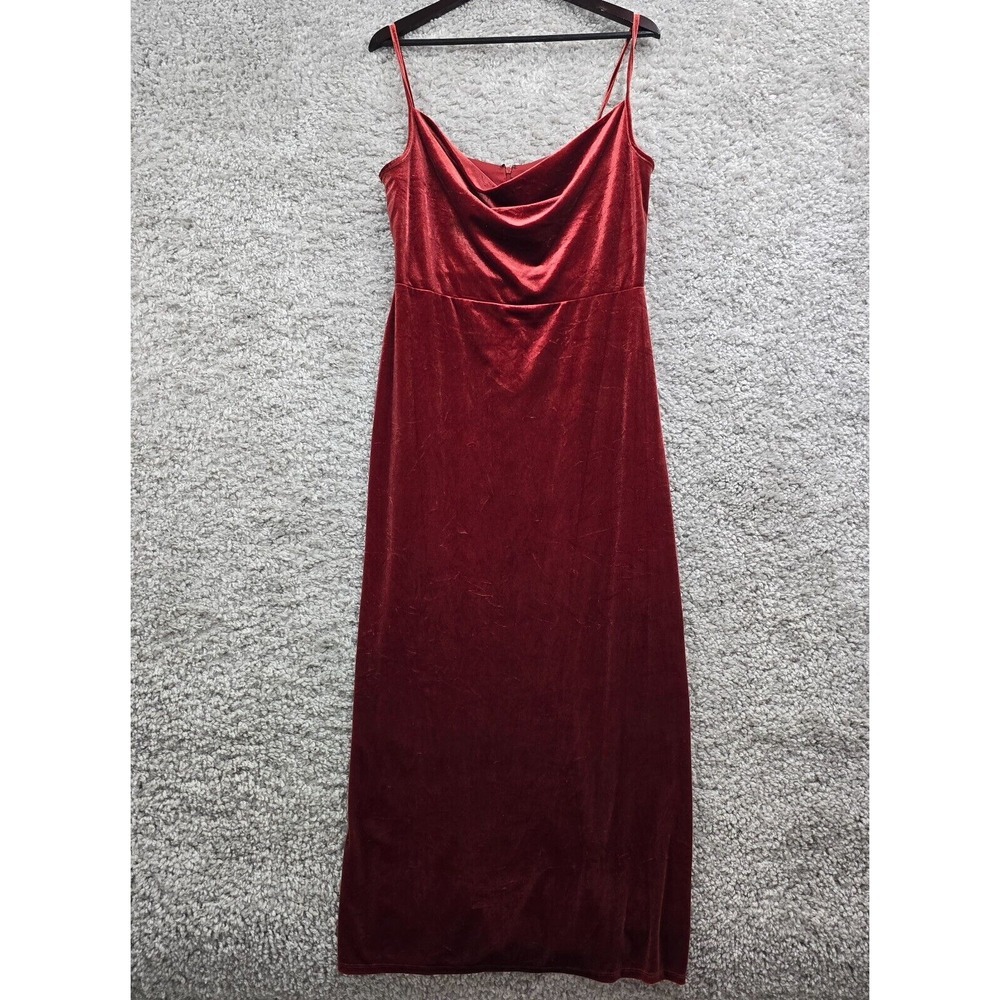 Taylor Womens‎ Velvet Maxi Dress Size 14 Drape Neck Side Slit Evening Formal